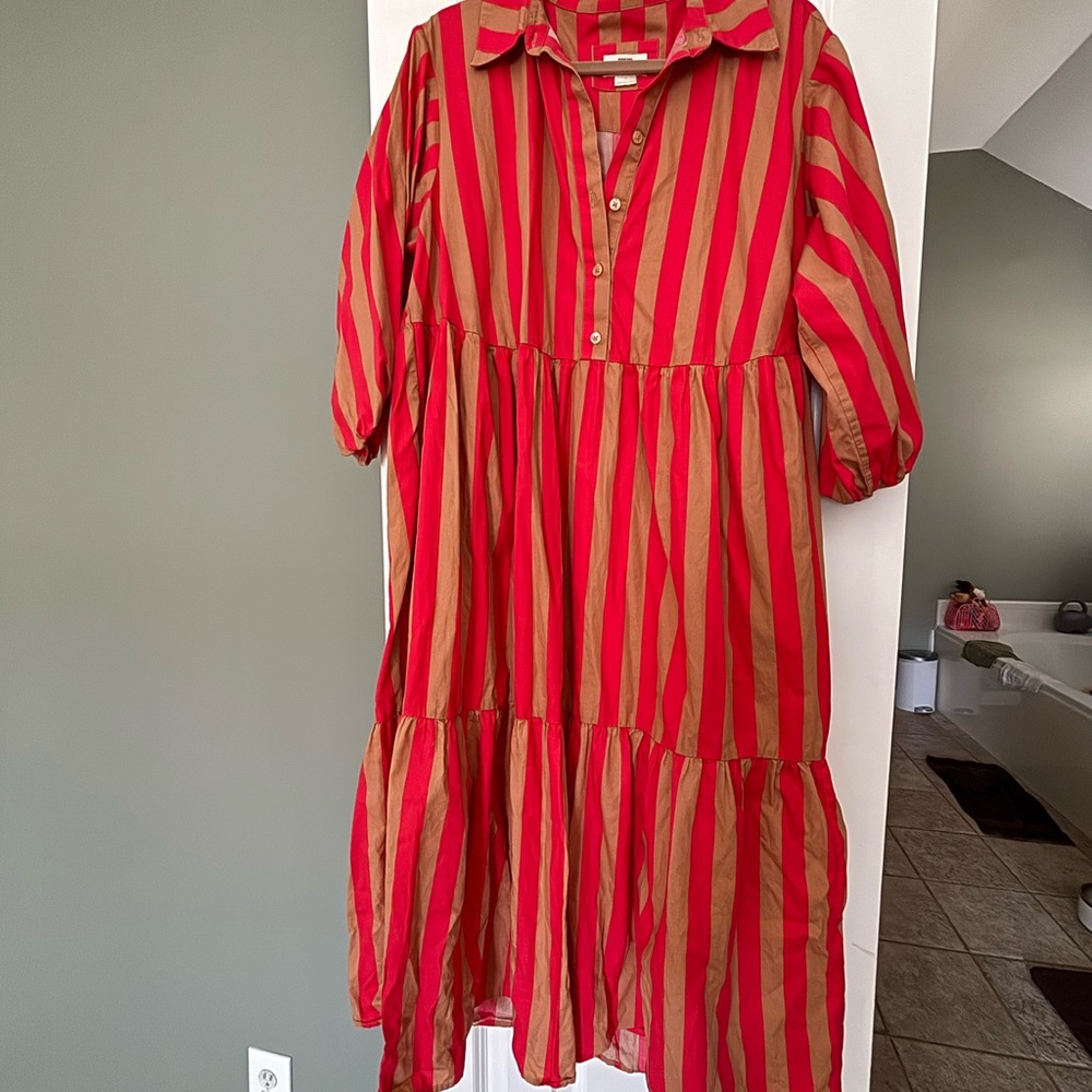 Anthropologie Maeve Bettina Dress - Red & Tan Stripe